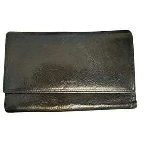 Gardini Black Italian Leather Tri-Fold Wallet